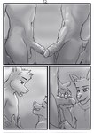 aariel_(wolfyalex96) anthro athletic athletic_male axel_(wolfyalex96) balls bodily_fluids canid canine clothing comic digital_media_(artwork) duo erection eye_contact frottage genitals hi_res jewelry looking_at_another looking_at_genitalia looking_at_partner looking_at_penis male male/male mammal medibang_paint_(artwork) navel necklace nipples penile penis rubbing saliva saliva_on_face saliva_string sex shirtless shirtless_male size_difference smile touching_penis undressing wolfyalex96