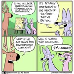 1:1 ac_stuart ambiguous_gender antlers asking asking_another asking_what awoo_(ac_stuart) base_two_layout black_nose canid canine canis comic deer dialogue doug_(ac_stuart) english_text eyebrows eyes_closed eyewear feral four_frame_grid four_frame_image fur glasses grid_layout group grumpy horn kevin_(ac_stuart) male male_(lore) mammal noob_the_loser open_mouth pink_body pink_fur pink_tail pink_wolf_(ac_stuart) pointer question regular_grid_layout sitting size_difference species_in_dialogue speech_bubble tail talking_to_another tan_body tan_fur text thinking_pose trio two_row_layout url wolf