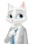 anthro blue_eyes clothing dein_(frosthill) domestic_cat felid feline felis frosthill fur looking_away male mammal necktie shirt simple_background solo suit topwear white_body white_fur