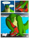 ambiguous_gender anal anthro bandai_namco bound comic crocodile crocodilian crocodylid detailed_background dialogue digimon digimon_(species) digiphilia digital_media_(artwork) dragon duct_tape duct_tape_gag duo explicitly_stated_nonconsent forced gag gagged genitals guilmon hector21314 hi_res inside interspecies male male/ambiguous male/male male_penetrated male_penetrating male_penetrating_male mythological_creature mythological_scalie mythology penetration penis rape reptile scalie sex size_difference smaller_ambiguous spanish_text speech_bubble swimming_pool tail tape tape_gag text translated water