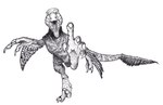 absurd_res ambiguous_gender dakotaraptor dinosaur dromaeosaurid feathered_dinosaur feathered_scalie feathers feet feral foot_fetish foot_focus graphite_(artwork) hi_res prehistoric_species reptile scalie solo talons theropod toes traditional_media_(artwork) u4e wings