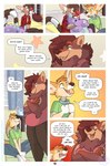 2020 abz andromorph_(lore) anthro ash_(abz) biped blep bottomwear canid canine canis cel_shading clothing collar comic dialogue digital_drawing_(artwork) digital_media_(artwork) english_text excited female fennec_fox fox fur group hi_res hug hugging_object hugging_plushie male mammal miko_(abz) one_eye_closed plushie pouting pupspace shaded shirt speech_bubble t-shirt text tongue tongue_out topwear trans_(lore) trans_man_(lore) true_fox wolf yelling zee_(abz)