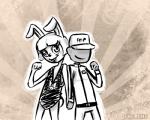 animatronic anthro belt clothing digital_media_(artwork) duo english_text eyelashes faceless_character faceless_male five_nights_at_freddy's five_nights_at_freddy's_2 hair happy hat headgear headwear human inkyfrog jeremy_fitzgerald lagomorph leporid machine male mammal many_nights_of_pizza rabbit ribbons robot scottgames short_hair smile standing teeth text toy_bonnie_(fnaf)