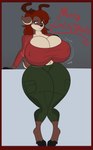 after_transformation anthro big_breasts blush breasts christmas clothed clothing colored deer english_text female hi_res holidays hooves horn huge_breasts huge_hips huge_thighs mammal mr_jugger solo text thick_thighs wide_hips