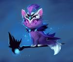 :3 cape clothing domestic_cat feathers felid feline felis female feral feralized fur headgear headwear justduet league_of_legends leblanc_(lol) low_res mammal pink_eyes purple_body purple_feathers purple_fur riot_games solo tencent white_body white_fur