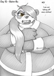 2015 amber_eyes anthro bahm-bu bear big_breasts breasts christmas christmas_clothing claws clothing drxii female giant_panda hi_res holidays huge_breasts mammal solo tagme teeth traditional_media_(artwork) undressing yellow_eyes