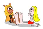 aged_up animated anthro barefoot big_feet blonde_hair blush buckteeth cartoon_network curling_toes deer deltarune dorky duo ed_edd_n_eddy eye_contact feet female female/female foot_fetish footsie freckles hair happy human human_on_anthro humanoid_feet interspecies looking_at_another mammal may_kanker mepwep noelle_holiday plantigrade short_playtime teeth toe_wiggle toony undertale_(series)