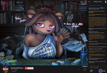 Rating: s
ID: 5646020
Date: 2025-06-16 10:30:27 -0400
Status: active
Score: 18
anthro bear big_breasts bombay_(artist) bra breasts clothed clothing digital_media_(artwork) dreadlocks english_text female frenlivet_(bombay) gesture greeting hi_res large_shirt livestream looking_at_viewer mammal nervous_smile solo stream_chat text underwear waving waving_at_viewer post #5646020