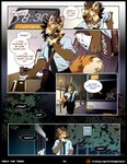 anthro aycee ben_(roanoak) canid canine clothed clothing comic english_text fluffy hi_res male mammal maned_wolf running text