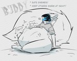 5:4 abdominal_bulge ambiguous_gender anthro belly big_belly big_tail blue_insides bodily_fluids bottomless buddy_(gurglegluts) clothed clothing curvy_figure drooling endosoma fluffy fluffy_tail gurglegluts hand_on_belly hand_print hi_res hoodie hoodie_only huge_belly imprint machine neck_tuft onomatopoeia open_mouth protogen rumbling_stomach safe_vore saliva same_size_vore sitting solo sound_effects tail text tongue tongue_out topwear topwear_only tuft voluptuous vore