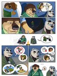 3:4 animal_crossing anthro black_clothing black_nose black_shirt black_topwear blue_clothing bodi_(rock_dog) bovid brown_body brown_fur bruised_eye campfire canid canine canis caprine clothing comic dialogue domestic_dog eclipticafusion eyebrows eyes_closed fur gesture green_clothing green_hat green_headwear group hand_gesture hand_holding hat headgear headwear hi_res hug hunting_dog island jack_russell_terrier k.k._slider khampa_(rock_dog) livestock_guardian_dog looking_at_another looking_down male mammal molosser mountain_dog nintendo open_mouth page_number pastoral_dog patting_back rock_dog sheep shirt speech_bubble sweater tan_body tan_fur teeth terrier thumbs_down thumbs_up tibetan_mountain_dog topwear turtleneck white_body white_fur