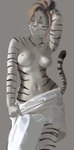 absurd_res anthro big_breasts breasts felid feline female hi_res hornyfoxjade humanoid_face mammal nipples pantherine smile solo tiger