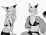 anthro arm_scar bandage bandaged_arm bra breasts caracal_(genus) clothing collarbone domestic_cat ear_piercing ear_ring ear_tuft eyebrows eyelashes fangs felid feline felis female front_view hair hair_over_eye half-length_portrait hi_res hybrid inner_ear_fluff kina_ricado kittydisk long_hair mammal mothership_(kittydisk) navel panties piercing portrait prick_ears ring_piercing scar siamese side_cut small_breasts smile solo tail tail_tuft teeth three-quarter_view tuft underwear waist_scar whiskers