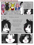 alternative_fashion american_opossum anthro artist_name black_blouse black_body black_eyes black_fur black_hair black_nose blonde_hair bottomwear breasts canid canine canis choker clothing comic darksy_(spikethefurry) dialogue digital_media_(artwork) domestic_cat ear_piercing eeveelution emo english_text espeon evelyne_(spikethefurry) felid feline felis female fur generation_1_pokemon generation_2_pokemon generation_6_pokemon ghotic gloves grey_body grey_fur hair handwear hi_res industrial_piercing jewelry jolteon joselyn_(spikethefurry) kia_(spikethefurry) male mammal marsupial monochrome necklace nintendo piercing pink_body pink_fur pink_hair pokemon pokemon_(species) red_eyes red_sclera silvy_(spikethefurry) simple_background spike_(spikethefurry) spike_the_furry stelle_(spikethefurry) sylveon tail text umbreon url virginia_opossum white_body white_eyes white_fur wolf yellow_body