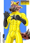 after_transformation bound canid canine canis criminal dronesuit dummy encasement goo_(disambiguation) hero hi_res hr hyena latex mammal null_bulge punishment toysuit transformation wolf xedryk