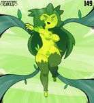 2021 adventure_time big_breasts breasts cartoon_network crossgender female genitals grassy_wizard green_body green_hair green_nipples green_skin hair hi_res humanoid leaf_pubes looking_at_viewer mtf_crossgender nipples not_furry pubes pussy side_boob solo somescrub under_boob