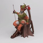 1:1 2021 3d_(artwork) animated anthro arrow_(weapon) bambookat bow_(weapon) canid canine clothed clothing crossgender dagger digital_media_(artwork) disney exposure_variation female footwear fox hat headgear headwear mammal melee_weapon mtf_crossgender ranged_weapon red_fox robin_hood robin_hood_(disney) short_playtime simple_background solo toeless_footwear true_fox turntable_(animation) weapon