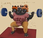 Rating: s
ID: 5550606
Date: 2025-05-05 11:44:15 -0400
Status: active
Score: 12
2025 3_heads 5_fingers absurd_res anthro arms_bent artist_logo bangs barbell barbell_piercing barefoot belly bent_legs big_belly big_breasts black_body black_fur black_nose blue_eyes bottomwear breasts breath canid canid_demon canine cerbelle_trimaktikos cerberus claws closed_smile clothed clothed_anthro clothed_female clothing colored crouching demon digital_drawing_(artwork) digital_media_(artwork) european_mythology exercise eyebrows facial_scar fangs feet female female_anthro finger_claws fingers floor_mat fluffy_arms fully_clothed fully_clothed_anthro fully_clothed_female fur greek_mythology hair hair_bun hand_pawpads hellhound hi_res holding_barbell light lighting lips lizzo logo long_hair lyrics mammal mayternity mayternity_2025 mouth_closed multi_head muscular muscular_anthro muscular_female musical_note musical_symbol mythological_canine mythological_creature mythology navel_outline notched_ear open_mouth orange_bottomwear orange_claws orange_clothing orange_eyebrows orange_pants orange_pawpads panting pants pawpads piercing pink_scar pink_tongue ponytail pregnant pregnant_anthro pregnant_female red_clothing red_lips red_shirt red_t-shirt red_topwear scar shaded shirt short_hair simple_background skywater smile solo symbol t-shirt teeth text_on_t-shirt thick_thighs toe_claws tongue topwear wavy_hair weightlifting whiskers workout yellow_background post #5550606