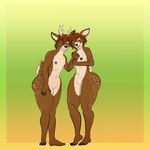 1:1 angel anthro antlers big_butt black_nipples breasts brother_(lore) brown_body brown_fur brown_hair butt clothed clothing deer demon duo ear_piercing ear_ring eyebrows featureless_crotch female female_anthro fluffy freckles fur fur_markings hair hi_res horn hybrid male male/female male_anthro mammal markings mythology navel nipples nude nude_female nude_male piercing ring_piercing runes scut_tail short_tail sibling_(lore) sister_(lore) small_breasts spooderdoodler symbol tail topless tuft twins_(lore) yellow_eyes