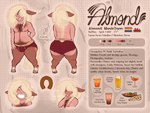 almond_(wonderslug) animal_humanoid blonde_hair body_hair braided_hair briefs brown_body brown_fur chest_hair clothing english_text equid equid_humanoid equine equine_humanoid eyes_closed fur grin hair hair_over_eye happy_trail hi_res hooves horse horse_humanoid humanoid male mammal mammal_humanoid miniature_horse model_sheet open_mouth open_smile smile solo teapot_(body_type) text underwear wide_eyed wonderslug