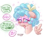 2022 ahegao blue_hair blush bodily_fluids bust_portrait cozy_glow_(mlp) curled_hair dialogue digital_drawing_(artwork) digital_media_(artwork) drooling english_text equid equine eyelashes female feral floppy_ears friendship_is_magic green_text hair hasbro hi_res hypnosis hypnotic_eyes lidded_eyes looking_pleasured mammal mind_control my_little_pony mythological_creature mythological_equine mythology offscreen_character open_mouth pegasus pink_text portrait qlop ringed_eyes saliva simple_background solo speech_bubble submissive submissive_female text tongue tongue_out white_background wings young young_female young_feral