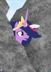 anthro crown dialogue ears_up equid equine eyelashes fab3716 female friendship_is_magic hasbro head_only headgear hi_res horn long_horn mammal my_little_pony mythological_creature mythological_equine mythology open_mouth outside purple_body purple_skin queen_twilight_(mlp) rock solo tagme twilight_sparkle_(mlp) winged_unicorn wings