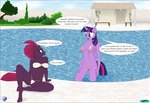 anthro bikini biped breasts clothing duo equid equine fab3716 female french_text friendship_is_magic hasbro hi_res horn mammal my_little_pony my_little_pony:_the_movie_(2017) mythological_creature mythological_equine mythology one-piece_swimsuit outside sling_bikini swimming_pool swimwear tempest_shadow_(mlp) text translation_request twilight_sparkle_(mlp) two-piece_swimsuit unicorn winged_unicorn wings