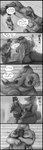 2023 absurd_res alligator alligatorid anthro areola big_breasts biped breasts claws comic crocodilian dialogue digital_media_(artwork) doctordj duo english_text female female_on_human finger_claws greyscale head_between_breasts hi_res hug human human_on_anthro inside interspecies jewelry larger_anthro larger_female lying male male/female male_on_anthro mammal monochrome necklace nipples non-mammal_breasts non-mammal_nipples olivia_(doctordj) on_front reptile scalie size_difference smaller_human smaller_male speech_bubble text