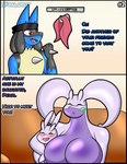 age_difference al_gx anthro big_breasts black_border blue_body blush border breasts casual_nudity clothed clothing comic daughter_(lore) dialogue dragon english_text fan_character female female/female furniture generation_4_pokemon generation_6_pokemon goo_creature goodra hi_res hug huge_breasts larger_female logan_(al_gx) lucario male medium_breasts mother_(lore) mother_and_child_(lore) mother_and_daughter_(lore) mythological_creature mythological_scalie mythology nintendo older_female opal_(al_gx) parasite parent_(lore) parent_and_child_(lore) parent_and_daughter_(lore) pearl_(al_gx) pokemon pokemon_(species) pokemorph purple_body roommate scalie scarf size_difference sliggoo smaller_female sofa story text