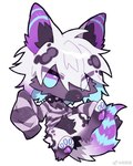 4:5 ambiguous_gender anthro blue_body blue_fur canid canine chibi clothing collar fur hair kemono mammal purple_body purple_fur shirt solo spiked_collar spikes topwear white_hair zhang_gun