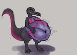 absurd_res anthro belly big_belly big_breasts breasts digital_drawing_(artwork) digital_media_(artwork) female front_view generation_7_pokemon hi_res huge_belly long_tail male_(lore) nintendo non-mammal_breasts obese obese_female organs overweight overweight_female pokemon pokemon_(species) salazzle scalie sergal_mowgli shadow simple_background snout solo stomach tail thick_tail thick_thighs three-quarter_view white_background