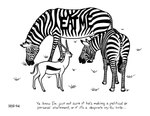 1994 ambiguous_gender antelope bovid english_text equid equine feral fur gazelle grass group humor mammal monochrome plant striped_body striped_fur stripes text thomson's_gazelle tim_o'rourke true_antelope zebra