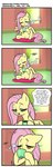 beverage blush blush_lines coffee coffee_mug comic english_text equid equine female feral fluttershy_(mlp) four_frame_image four_frame_sequence friendship_is_magic hasbro hi_res mammal my_little_pony mythological_creature mythological_equine mythology pegasus pencils_(artist) solo text tired wings