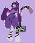 2022 2_toes accessory anthro clothed clothing feet female footwear furgonomics generation_1_pokemon grey_body hi_res jacket legendary_pokemon mewtwo nintendo pokemon pokemon_(species) purple_background purple_eyes simple_background solo tail tail_accessory tattoorexy toes topwear