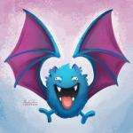 1:1 2016 ambiguous_gender bat digital_media_(artwork) digital_painting_(artwork) generation_1_pokemon golbat mammal membrane_(anatomy) membranous_wings nintendo open_mouth pokemon pokemon_(species) solo tongue tongue_out tsaoshin wings