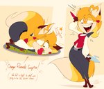 Rating: s
ID: 5423462
Date: 2025-03-09 22:59:51 -0400
Status: active
Score: 36
2025 anthro apple apple_in_mouth big_butt breasts butt canid canine directional_arrow english_text female food fox fruit hi_res holding_object holding_pen jasmin_(jasminthemanticore) lying mammal midriff notebook on_front open_mouth open_smile pen plant signature silentjack smile solo standing tail text tray waiter wide_hips post #5423462