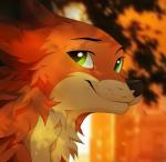 2018 black_eyebrows black_nose blurred_background canid canine countershading digital_media_(artwork) dipstick_ears disney ear_markings ears_back eyebrows fox fur green_eyes hi_res icon looking_at_viewer male mammal multicolored_ears neck_tuft nick_wilde orange_body orange_fur pivoted_ears portrait profile pupils raised_eyebrow red_fox ria_woof17 shadow smile solo tan_body tan_fur true_fox tuft whiskers zootopia