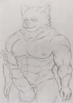 5_fingers abs absurd_res anthro balls big_biceps big_muscles big_pecs big_penis blush bodily_fluids bulge canid canine canis clothed clothing cum cum_on_penis ejaculation erection eyes_closed fingers genital_fluids genitals hi_res humanoid humanoid_genitalia humanoid_penis ichinoseura male mammal muscular muscular_anthro muscular_male muscular_thighs nipples nude pecs penile penis pubes smile smiling_at_viewer solo source_request thick_thighs traditional_media_(artwork) underwear vein veiny_penis wolf