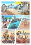 anthro beach bucky_(lion21) canid canine canis cetacean clothed clothing comic dave_(lion21) dolphin duo ear_piercing group hi_res hug lagomorph leporid lion21 male male/male mammal marine muscular muscular_male oceanic_dolphin orca piercing procyonid rabbit raccoon sea seaside speedo swimming swimwear text toothed_whale topless url water wolf