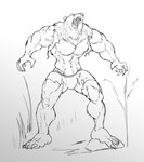 5_fingers 5_toes abs absoluteblue after_transformation anthro attack_pose bear big_arms big_chest big_muscles bottomwear broad_shoulders bulge claws clothing digital_drawing_(artwork) digital_media_(artwork) eyes_closed feet finger_claws fingers hi_res humanoid_feet male mammal mane monochrome muscular muscular_anthro muscular_male pecs plantigrade roaring serratus simple_background sketch solo standing string_belt teeth toe_claws toes tongue topwear torn_bottomwear torn_clothing torn_topwear were weretober wereursid