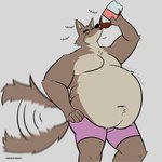 1:1 absurd_res anthro belly beverage big_belly bloated canid canine canis dreamworks fattytober hi_res male male_anthro mammal mindof mr._wolf_(the_bad_guys) obese overweight overweight_male soda solo tail tail_motion tailwag the_bad_guys weight_gain wolf