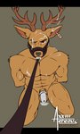 abs aereous amber_eyes anthro antlers balls bdsm beastars black_nose bodily_fluids brown_body brown_fur cervine chastity_cage chastity_cage_only chastity_device chastity_device_only collar collar_pull cum cum_in_mouth cum_inside cum_on_body cum_on_chastity_cage cum_on_chest cum_on_ear cum_on_face deer digital_drawing_(artwork) digital_media_(artwork) digital_painting_(artwork) ear_piercing eyes_closed first_person_view fur genital_fluids genitals hi_res horn kneeling leash leash_pull leashing_pov looking_at_viewer looking_up louis_(beastars) male mammal muscular muscular_anthro muscular_arms muscular_legs muscular_male muscular_sub muzzle_(object) nipples notched_ear nude piercing pink_nipples red_deer simple_background sitting solo submissive