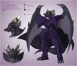 2015 anthro armor biped black_body black_scales black_wings cape clothing color_swatch colored dragon english_text european_mythology horn male markings model_sheet muscular muscular_anthro muscular_male mythological_creature mythological_scalie mythology purple_armor ruze scales scalie solo story story_in_description tail text western_dragon wings zerofox1000