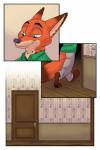 2018 akiric anthro barefoot biped canid canine clothed clothing comic disney door doorknob feet fox green_eyes inside male mammal nick_wilde red_fox smile solo true_fox walking wet zootopia