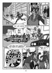 absurd_res angelica_de_windt anthro canid canine car comic dialogue digital_drawing_(artwork) digital_media_(artwork) domestic_cat dreadlocks english_text eyewear felid feline felis female glasses greyscale group hi_res male mammal monochrome mustelid procyonid raccoon text vehicle wasylthefox