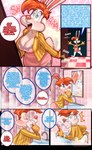 absurd_res anthro big_breasts blush breasts brush brushing brushing_teeth clothed clothing comic crossgender dialogue disney english_text eyelashes female hair hi_res lagomorph leporid mammal memjioof mirror mtf_crossgender orange_hair pupils rabbit reflection roger_rabbit sink speech_bubble text white_body who_framed_roger_rabbit