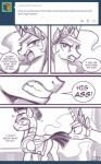 2013 angry ask_blog black_and_white comic dialogue duo english_text equid equine feathered_wings feathers female feral flash_sentry_(mlp) friendship_is_magic hasbro horn john_joseco male mammal monochrome my_little_pony mythological_creature mythological_equine mythology pegasus princess princess_celestia_(mlp) royal_guard_(mlp) royalty teeth text tumblr winged_unicorn wings