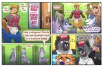 absurd_res ageplay american_football_uniform anthro balls bear blush bodily_fluids bottlebear bovid bovine bulge butt canid canine canis cattle clock clothed clothing coach comic comic_panel crying detailed_background dialogue diaper diaper_bulge diaper_fetish diaper_outline diaper_peekage diaper_under_clothing diaper_use embarrassed english_text exposed_diaper facial_piercing football_gear football_jersey football_pants football_player fur genital_fluids genitals gesture grey_body grey_fur grizz_(diapered_dad) group hand_gesture hat headgear headwear hi_res horn humiliation hyena infantilism inside lagomorph laughing_at leaking_diaper leporid locker locker_room male mammal manor_(bottlebear) muscular muscular_anthro muscular_male nose_piercing nose_ring nude open_mouth penis piercing pointing pointing_at_another pubes rabbit red_clothing red_hat red_headwear ring_piercing roleplay slightly_chubby speech_bubble tail tears text towel towel_on_shoulder unclean_diaper urine used_diaper watch wearing_diaper wet_diaper wetting wetting_diaper wolf yelling