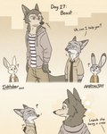 2023 4:5 aar0njay anthro arthropod beastars canid canine canis disney domestic_rabbit dwarf_rabbit english_text female fox grasshopper group haru_(beastars) hi_res inktober insect judy_hopps lagomorph legoshi_(beastars) leporid male mammal nick_wilde orthopterid oryctolagus question_mark rabbit red_fox text true_fox wolf zootopia