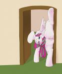 2015 anus blossomforth_(mlp) butt door equid equine feathered_wings feathers female feral flexible friendship_is_magic genitals hair hasbro hi_res hooves inside looking_at_viewer looking_back mammal multicolored_hair my_little_pony mythological_creature mythological_equine mythology one_leg_up pegasus pepperoach pink_body pink_feathers presenting presenting_hindquarters pussy raised_leg smile solo splits spread_legs spreading standing two_tone_hair underhoof vertical_splits wings